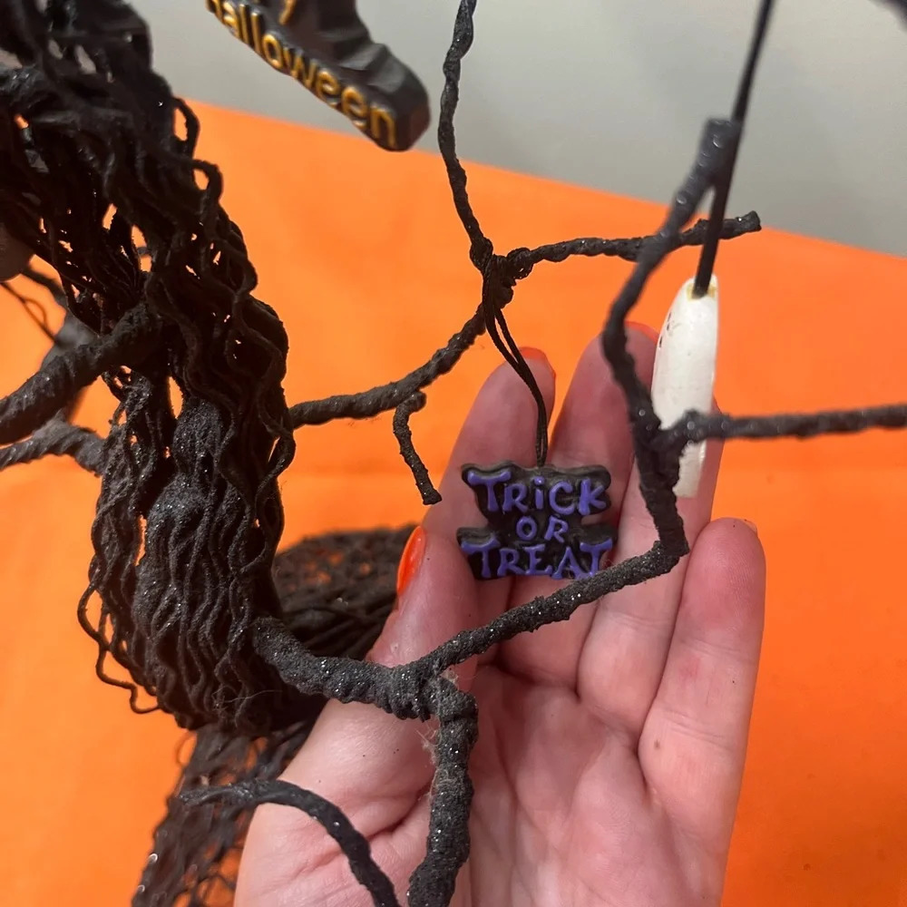 6/$25 Halloween Black Tree Decor with Ghost and Sign Accents - Picture 15 of 16